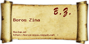 Boros Zina névjegykártya